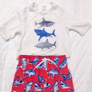 Place Sport boys swim trunk w/ matching rash guard size 5/6. Good condition.
